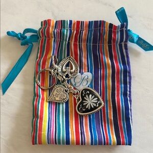 Colorful Striped Pouch with Brighton E11500 Waterlily handbag charm